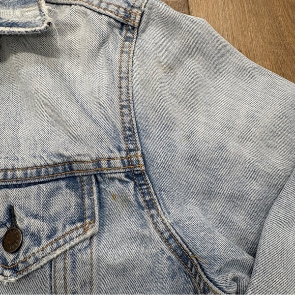 Y2K! 🌟AMBERCROMBIE🌟 RARE EXTRA HEAVY OUNCE DENIM JEAN JACKET LIGHT WASH L - Picture 9 of 13
